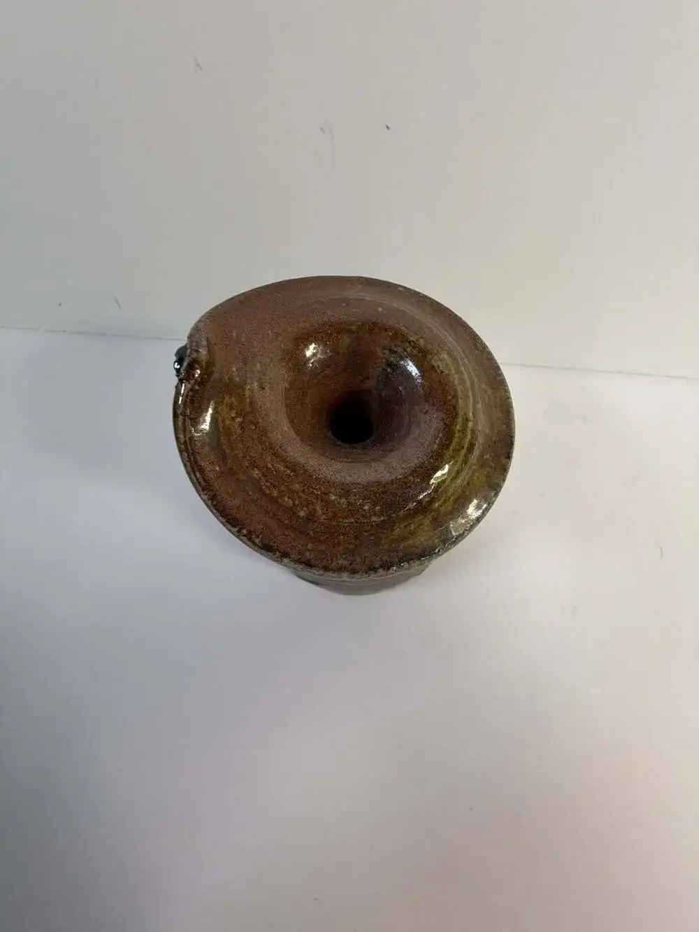 Studio Pottery Vase Signed Gunthen Speckled Glaze with Handles 5”